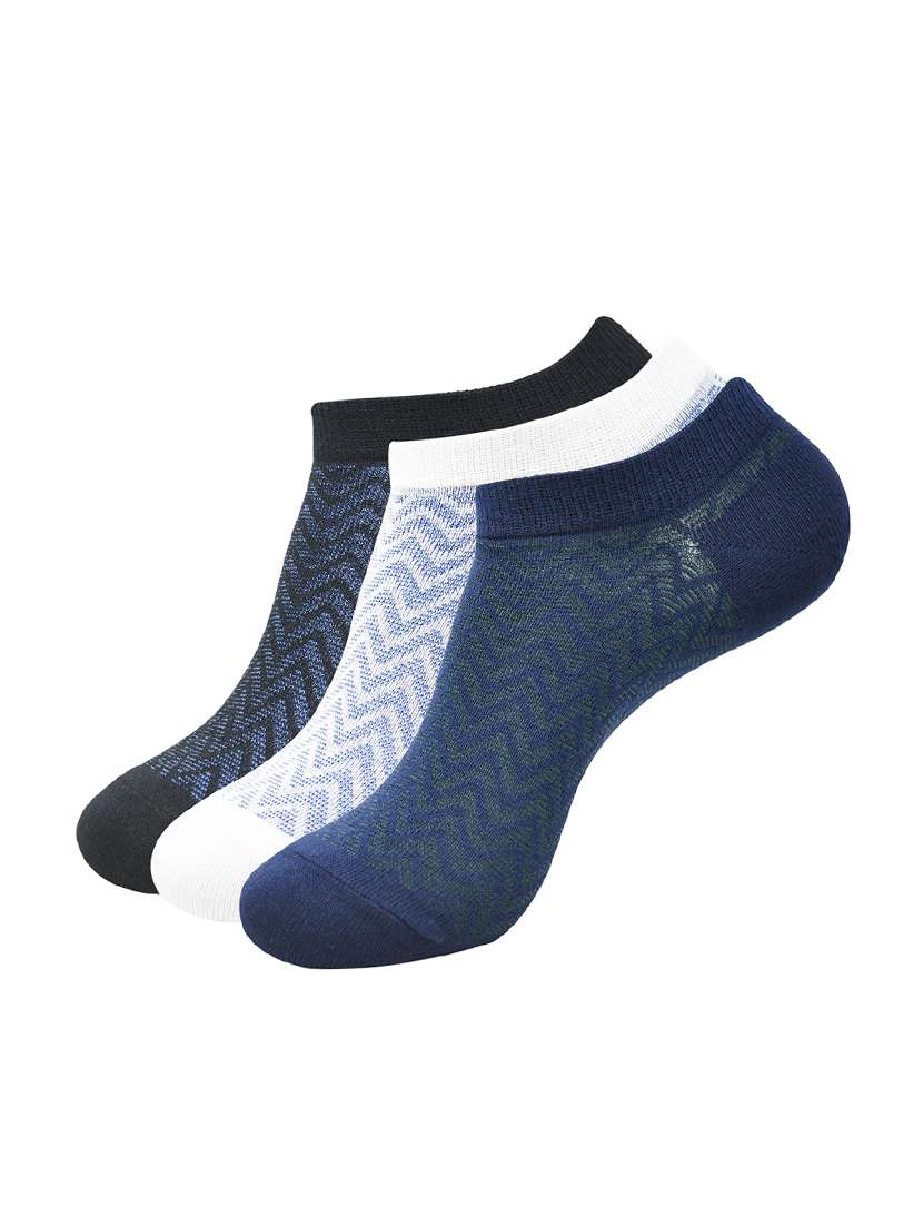 set of 3 multi colored cotton ankle length sock
