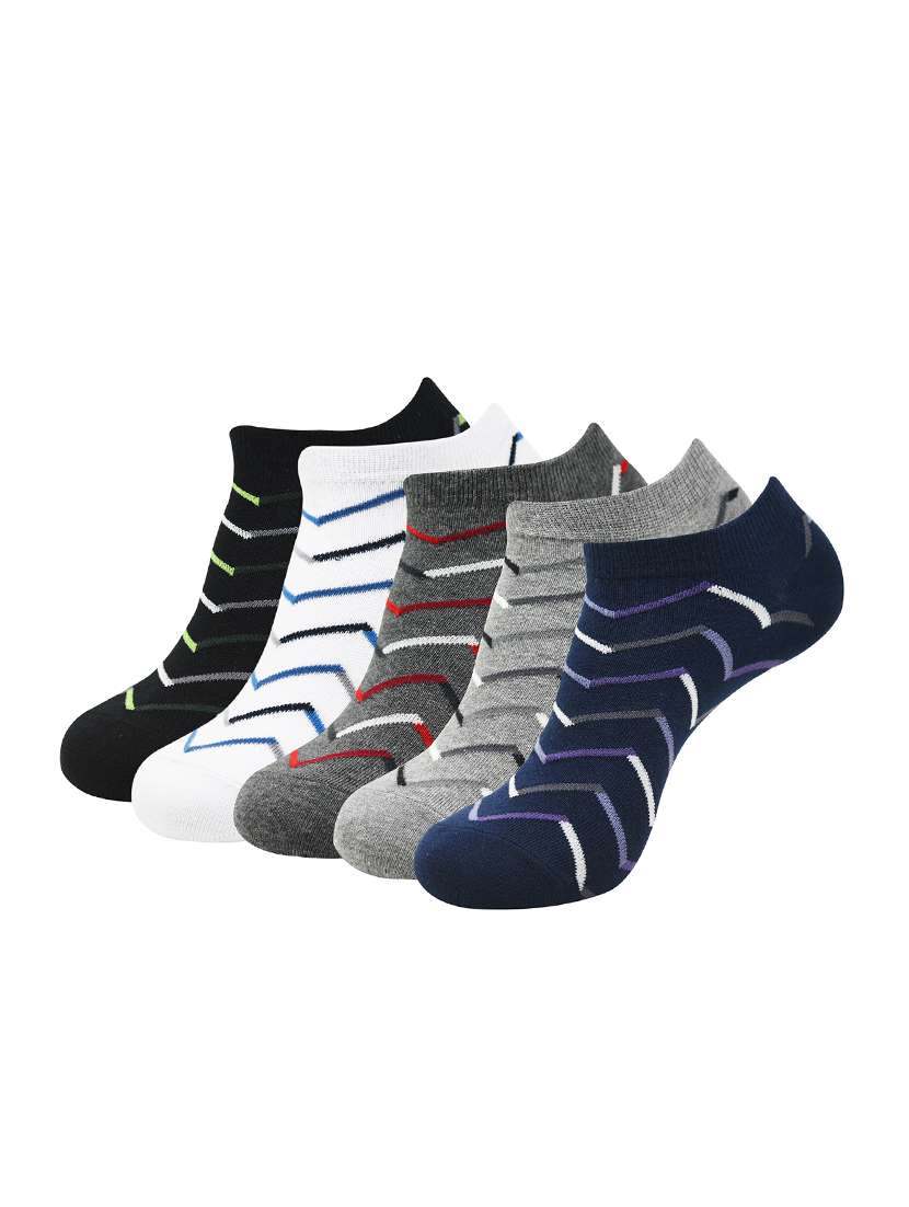 men pack of 5 printed ankle length  sock