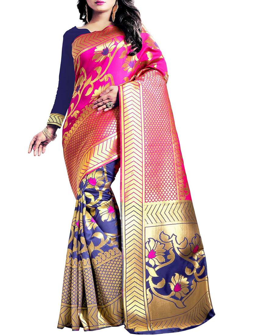 floral zari motif banarasi saree with blouse