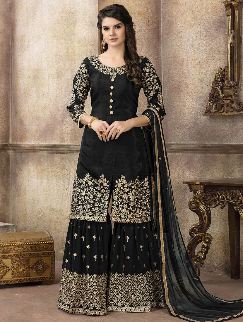 embroidered semi-stitched suit