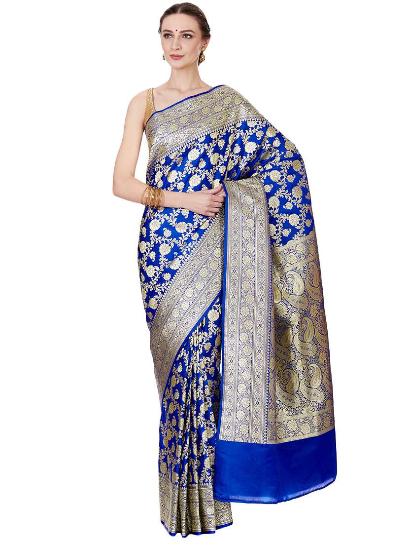 floral zari motif banarasi saree with blouse