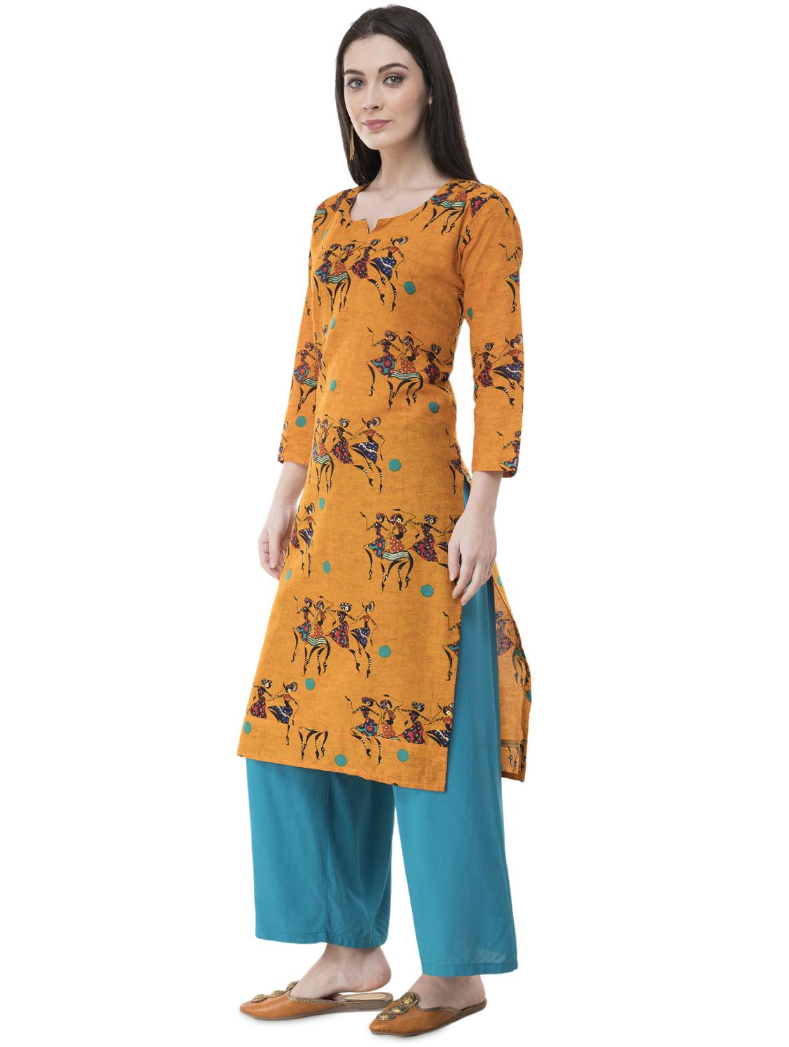conversational straight kurta - 16271046 - Standard Image - 1