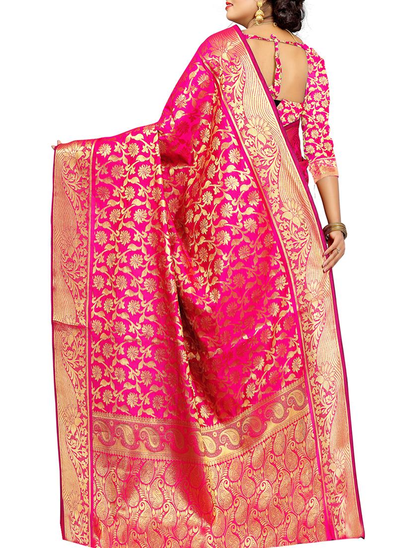 floral zari motif kanjivaram saree with blouse - 16271223 - Standard Image - 1