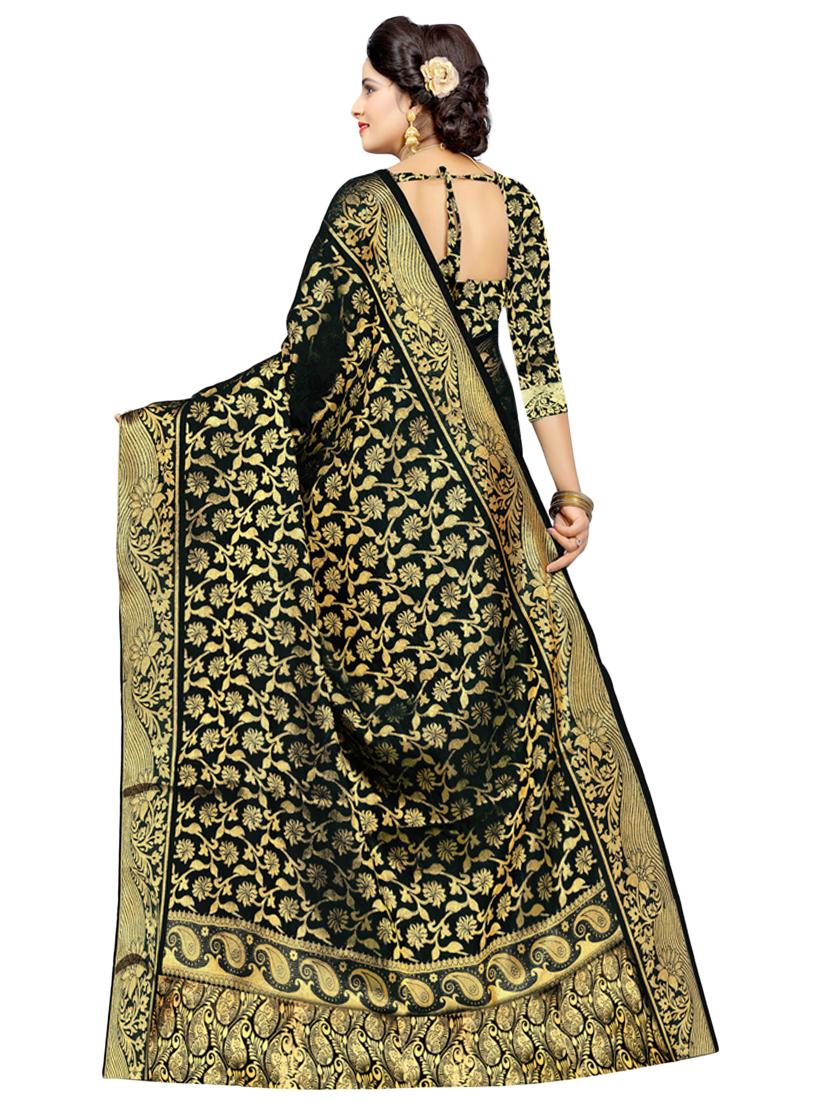 floral zari motif kanjivaram saree with blouse - 16271225 -  Standard Image - 1
