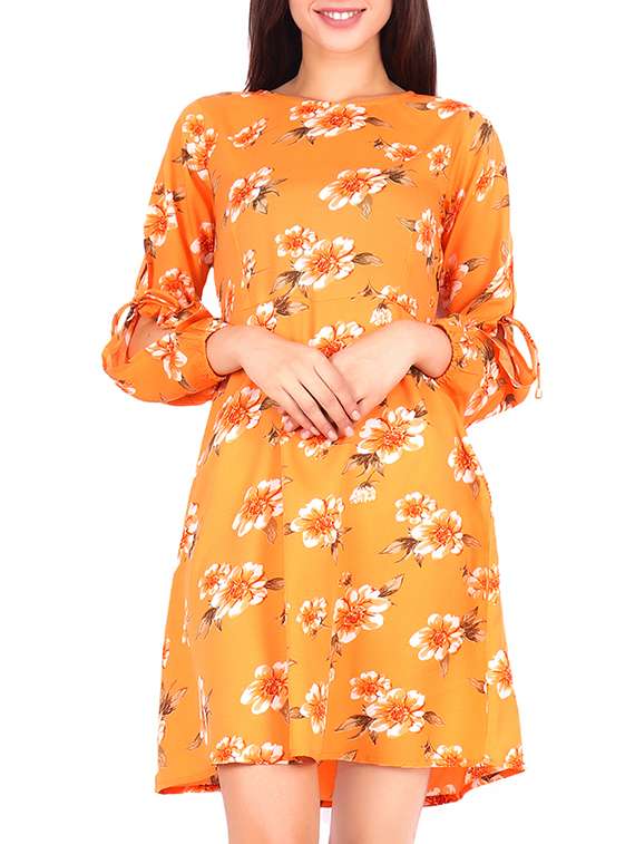 tie knot floral a-line dress