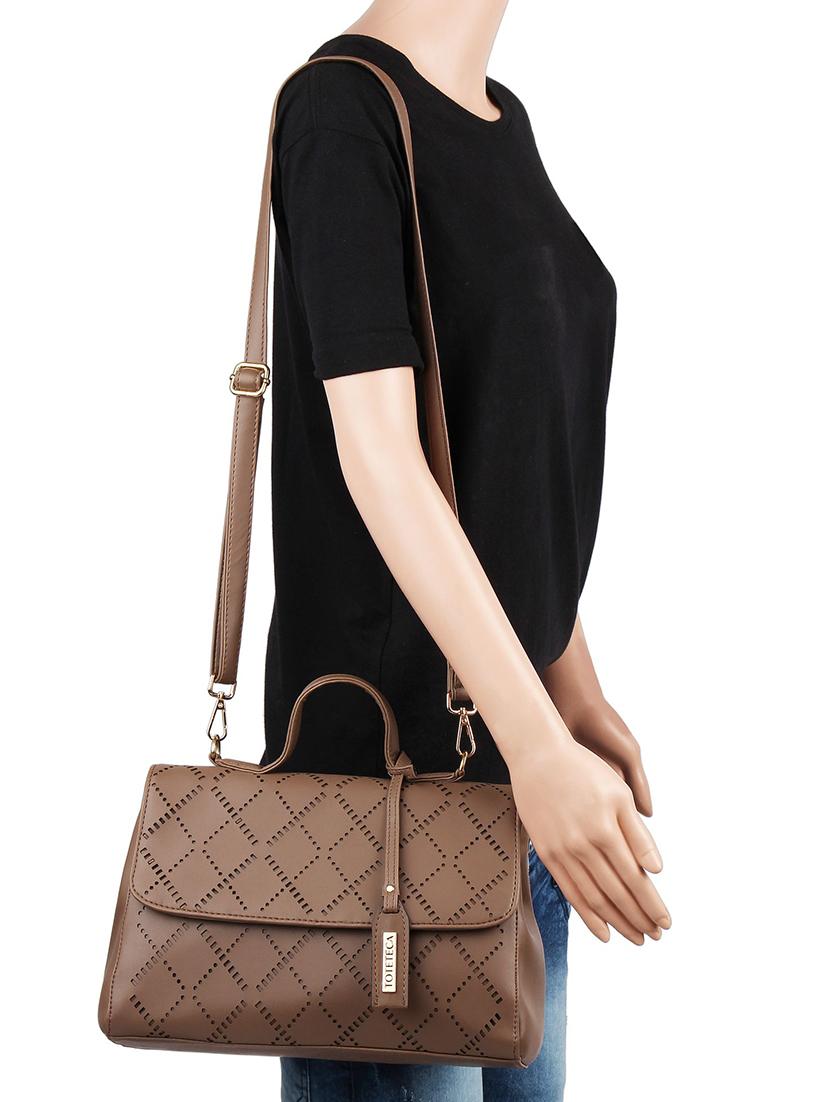 brown leatherette (pu) regular sling bag - 16271831 - Standard Image - 4