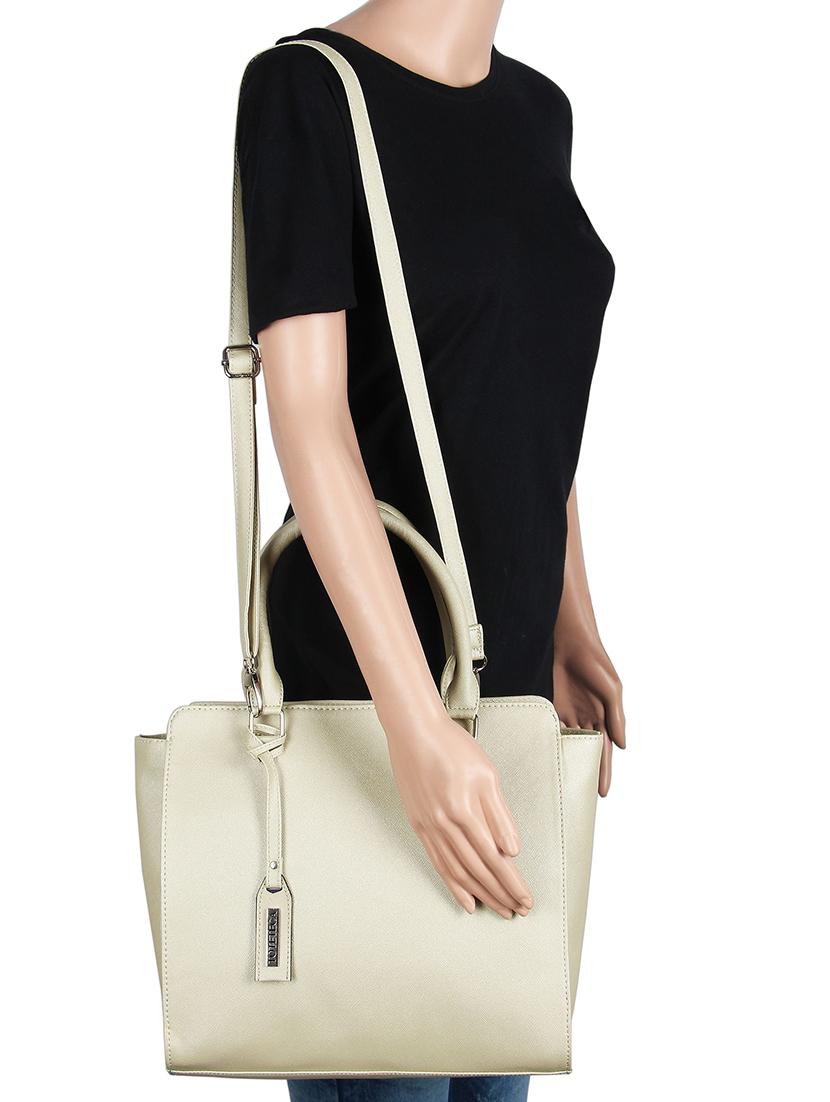 off white leatherette (pu) regular handbag - 16271986 - Standard Image - 4