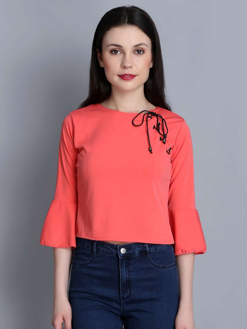 lace up bell sleeves top
