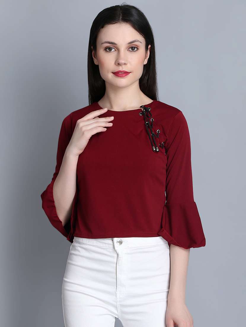 lace up bell sleeves top