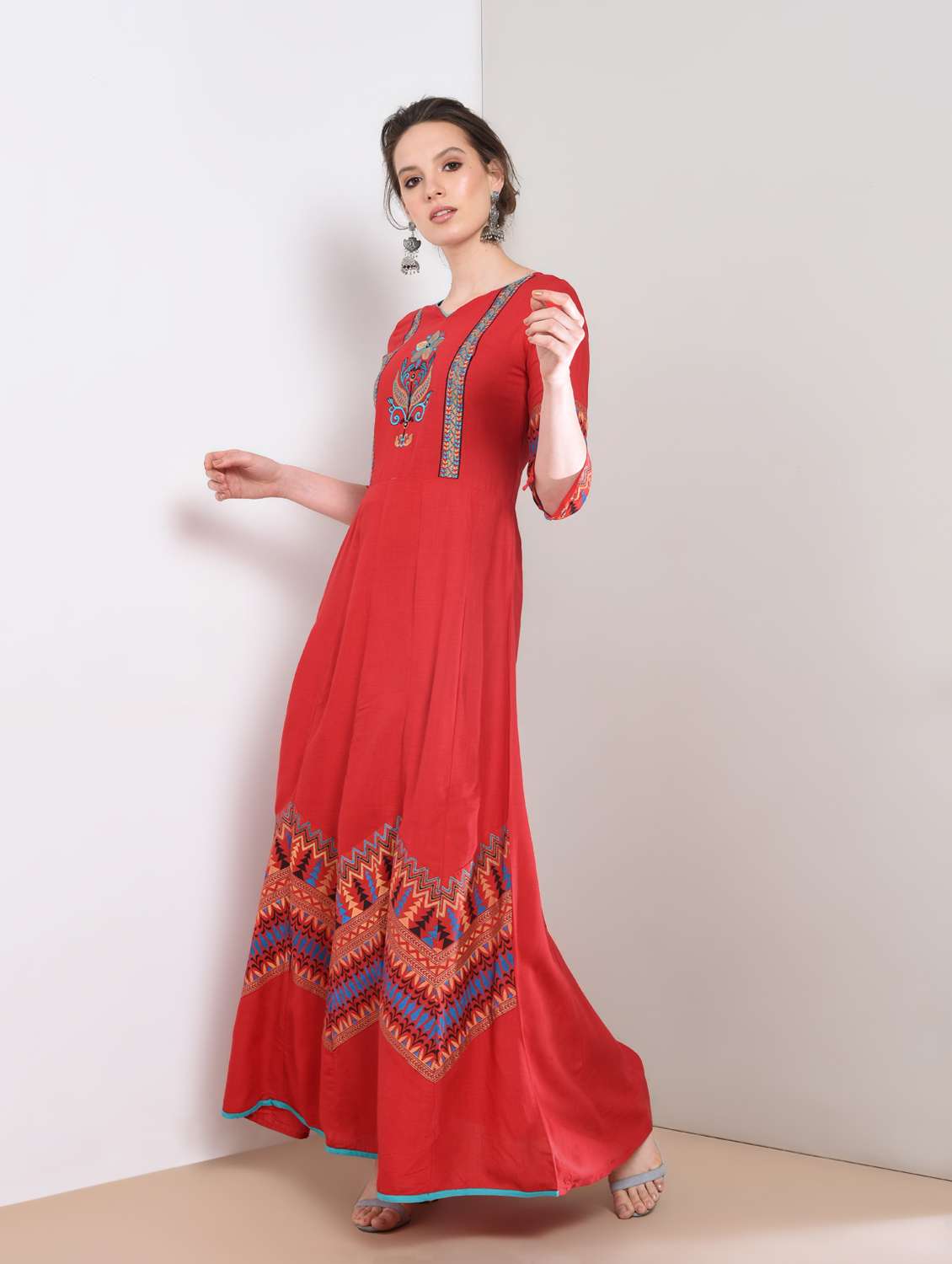 floral embroidered anarkali kurta