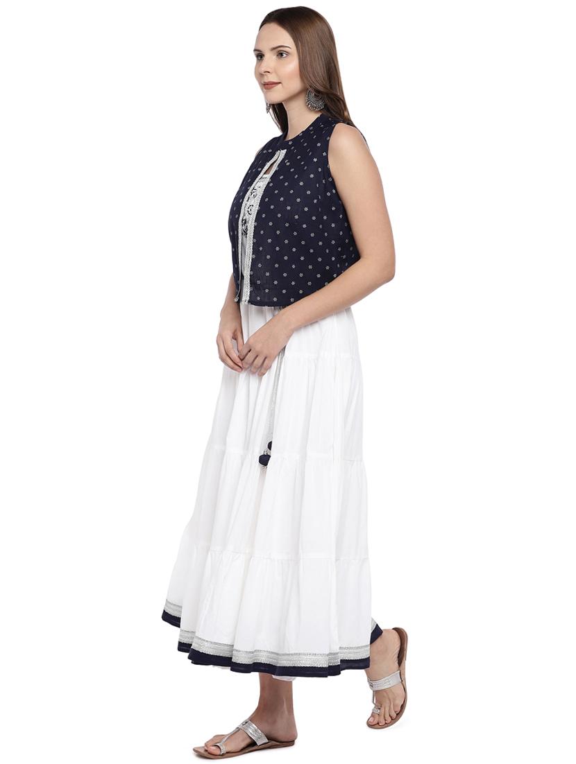 tiered a-line ethnic dress with jacket - 16274239 - Standard Image - 1