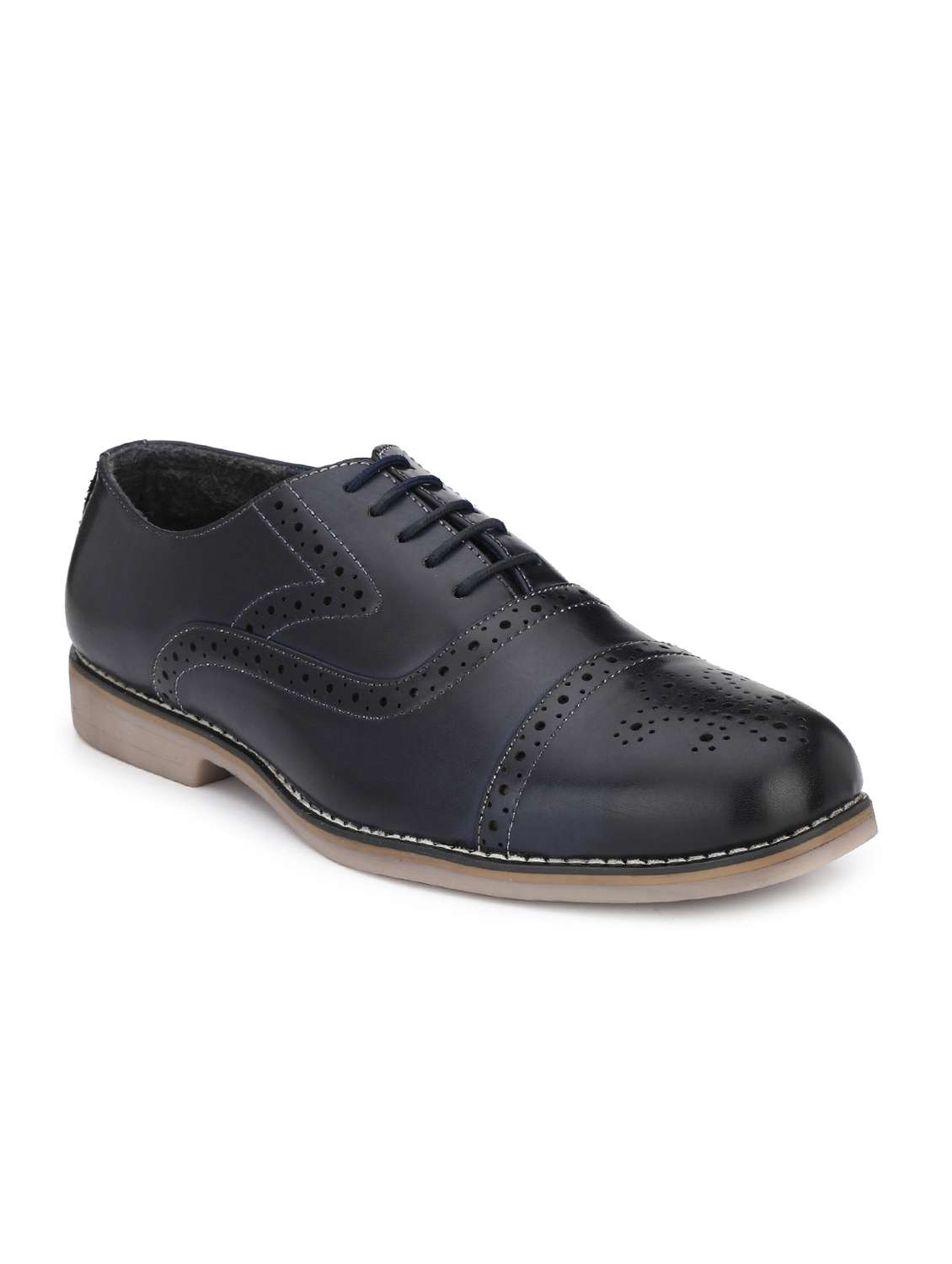 blue leatherette lace-up oxfords