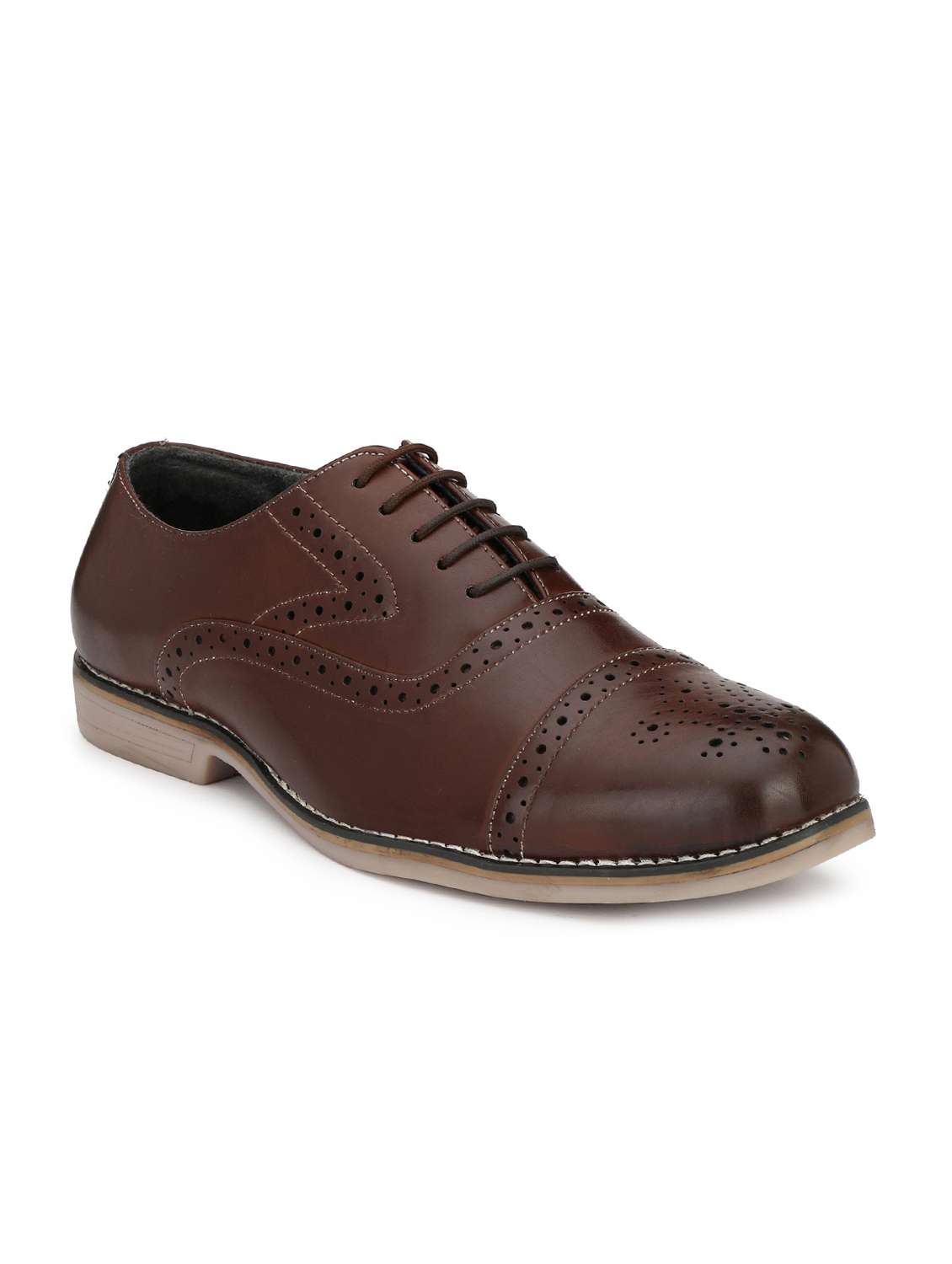 brown leatherette lace-up oxfords