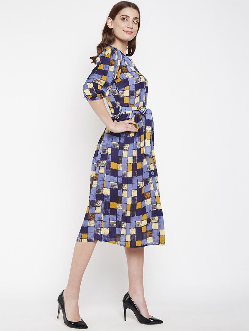 button up tie knot a-line dress - 16274792 - Standard Image - 1
