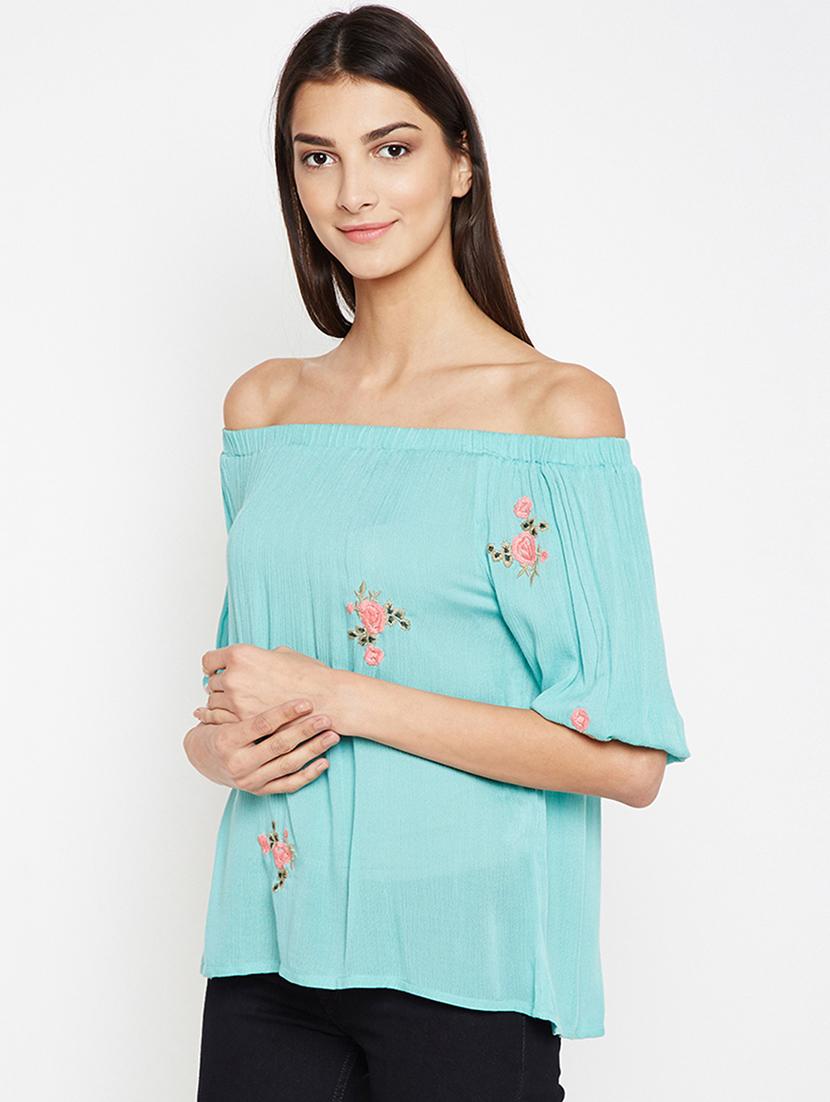 off shoulder embroidered top - 16274816 - Standard Image - 1
