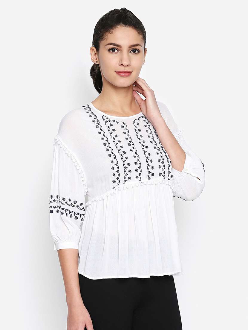 women's peplum round neck top - 16274834 -  Standard Image - 1