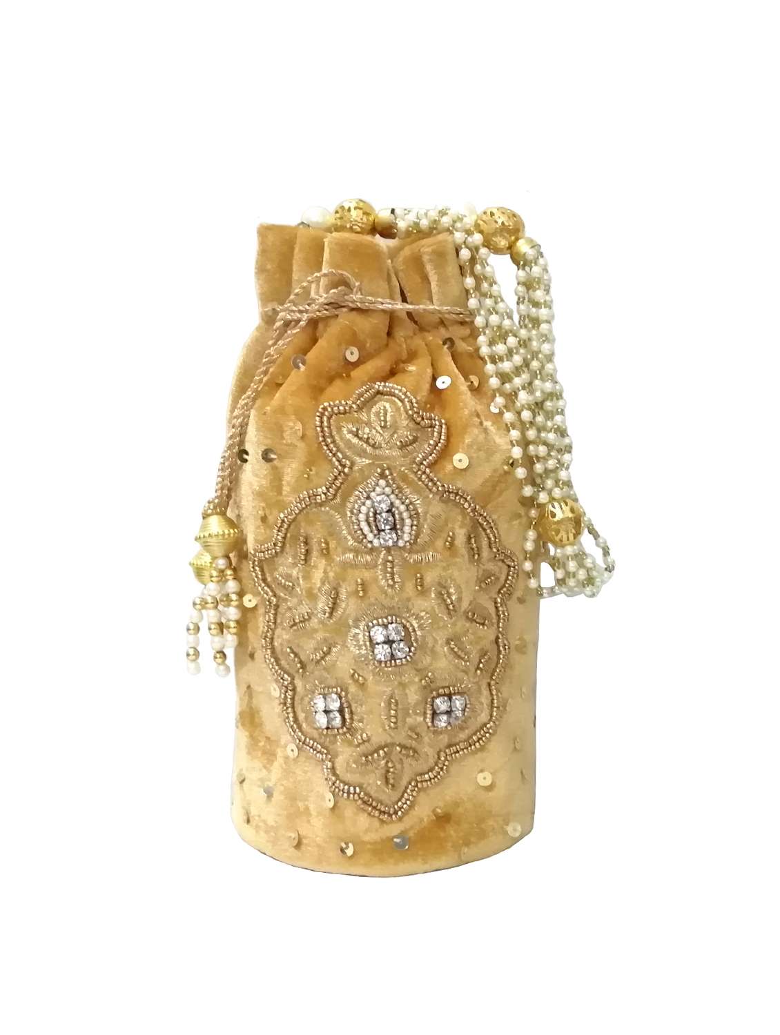 gold velvet ethnic potli