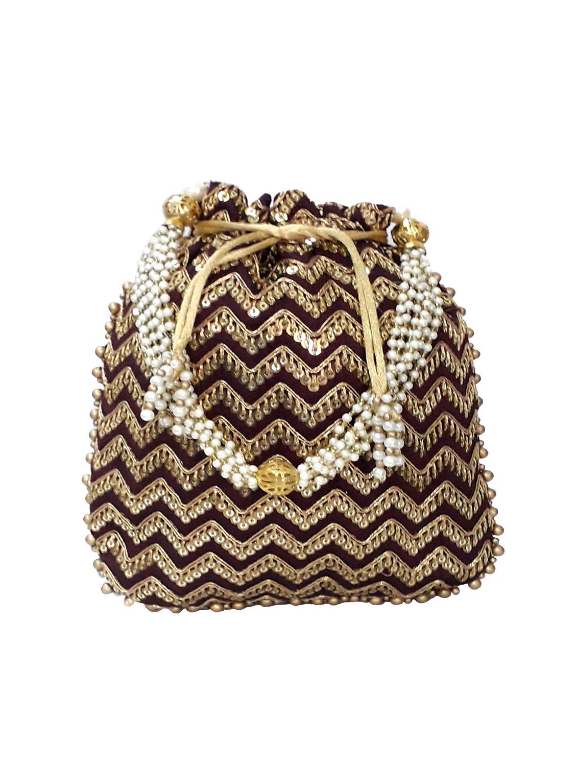 gold silk ethnic potli