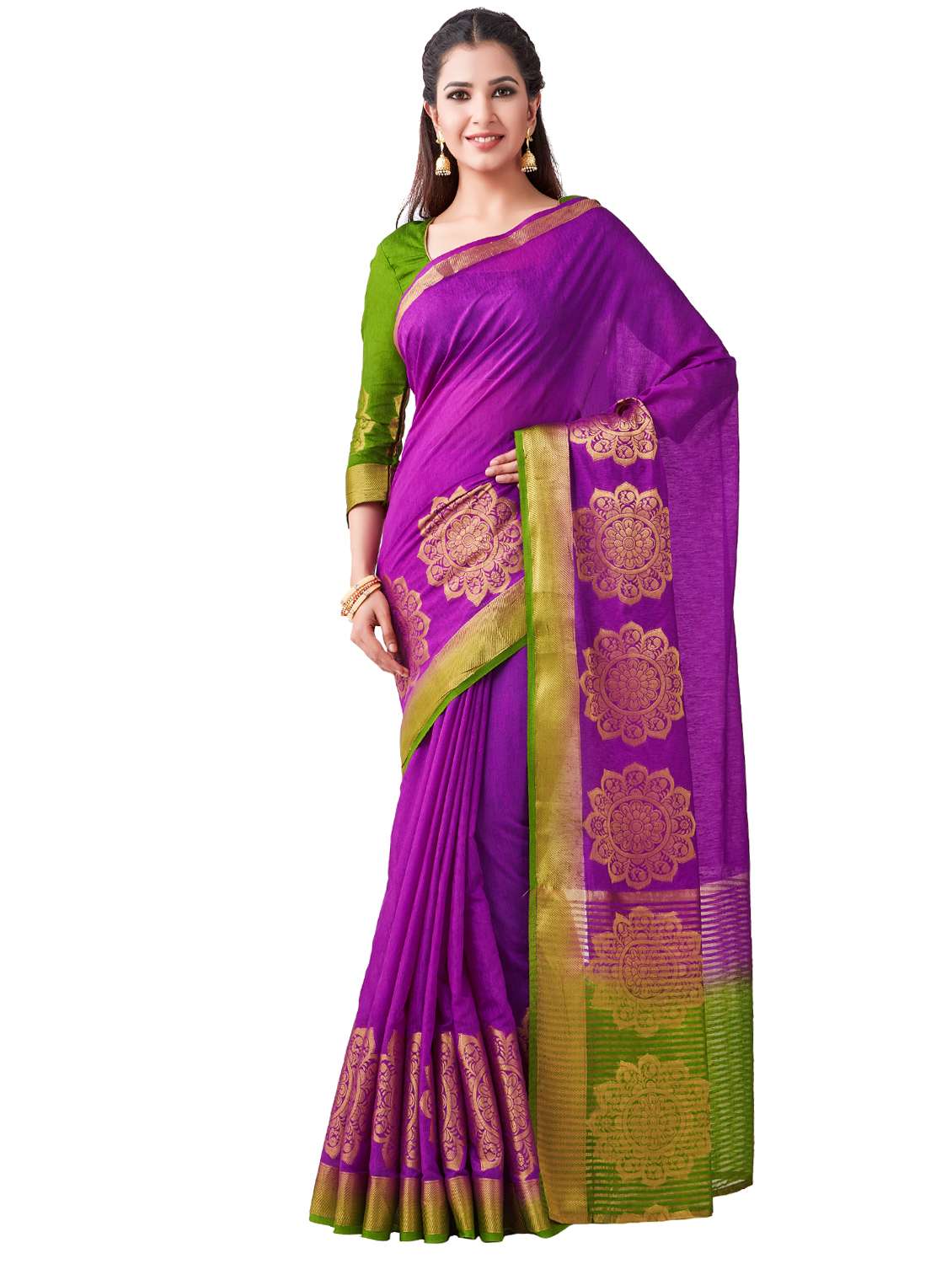 women's self design purple colored saree