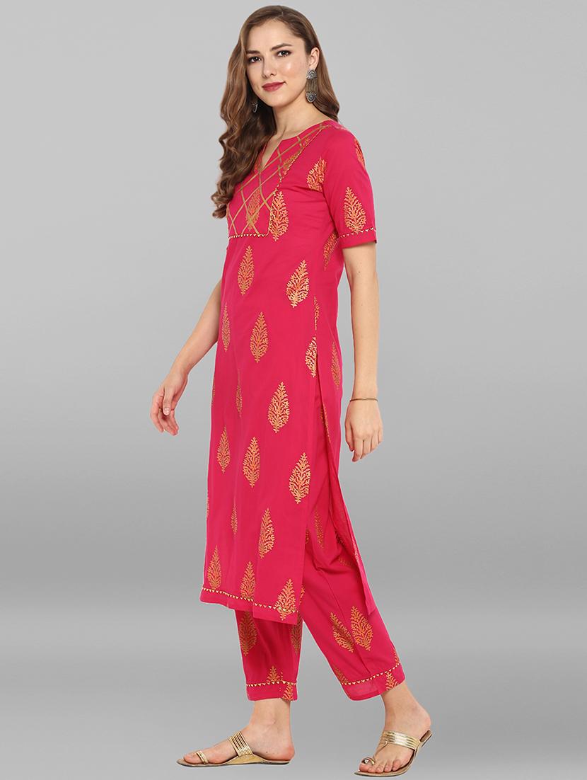 foil printed kurta pant set - 16277482 - Standard Image - 1