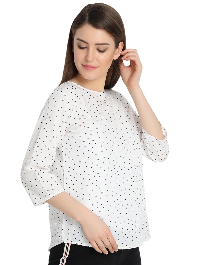 boat neck polka dots printed top - 16278788 - Standard Image - 1