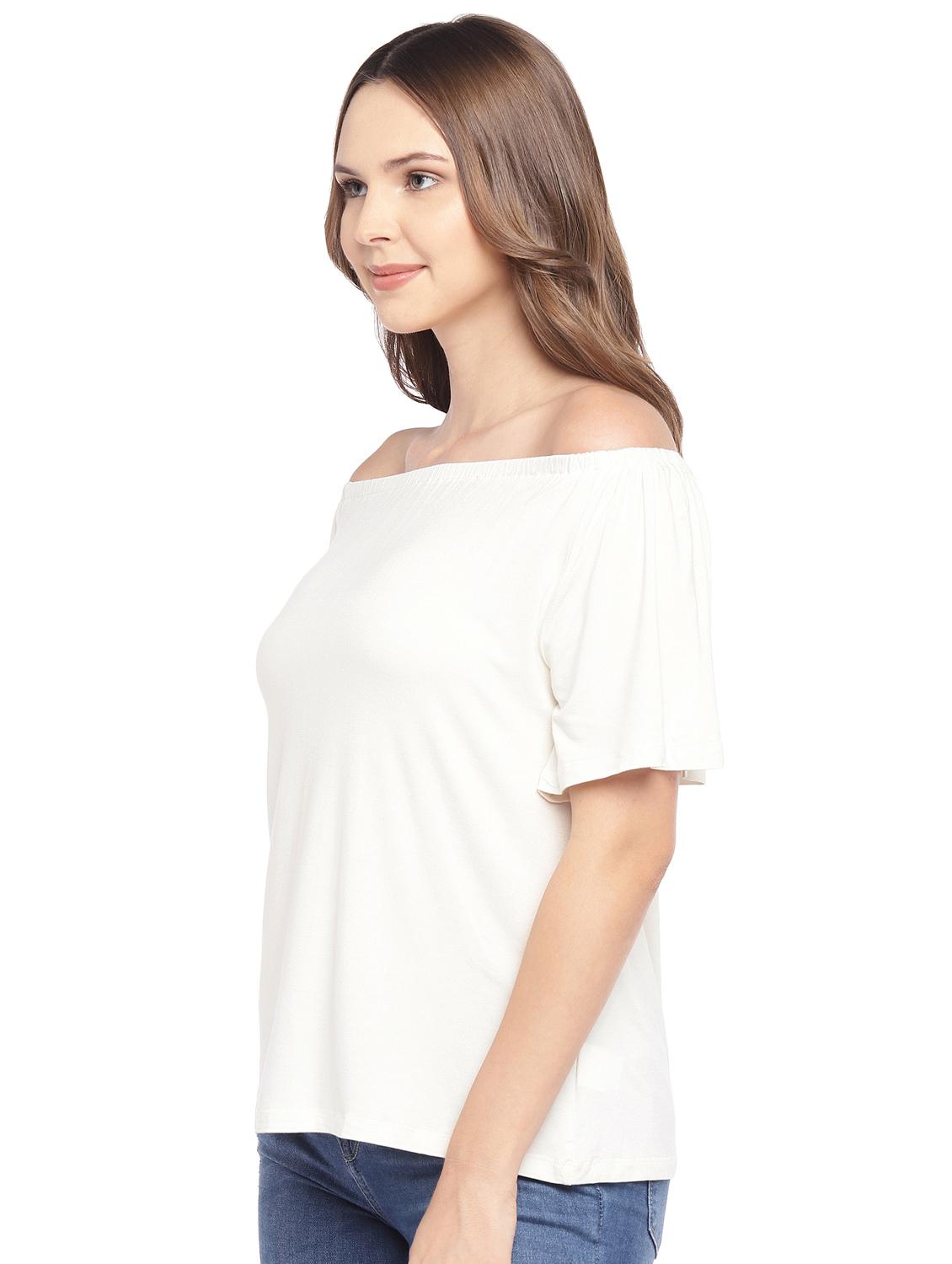 off shoulder short sleeved top - 16279632 - Standard Image - 1
