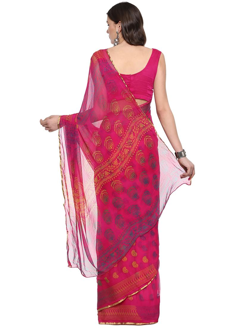 paisley block printed saree with blouse - 16282453 - Standard Image - 1