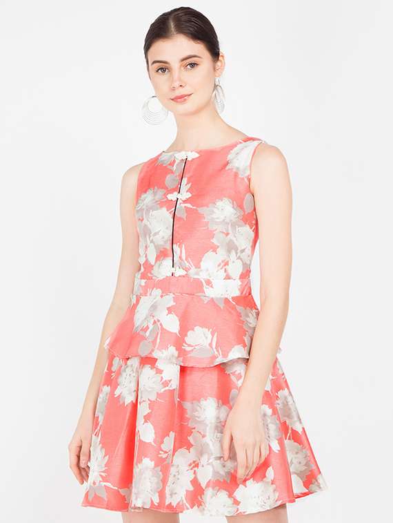 floral prints layered a line dress 