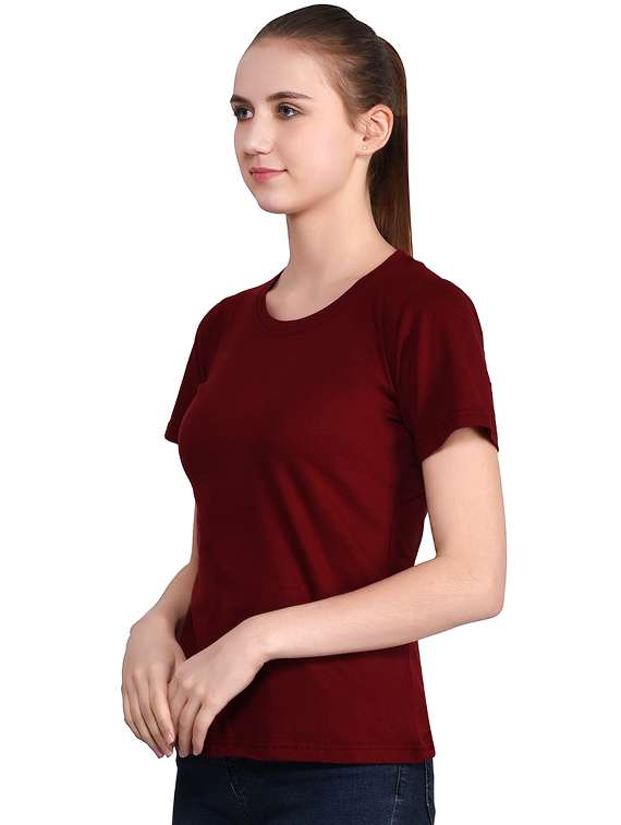 women's plain round neck t-shirt - 16283643 -  Standard Image - 1