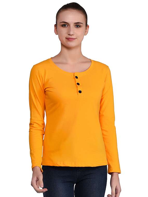 women's plain henley neck t-shirt