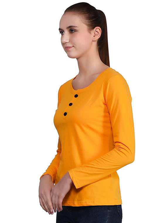 women's plain henley neck t-shirt - 16283655 - Standard Image - 1