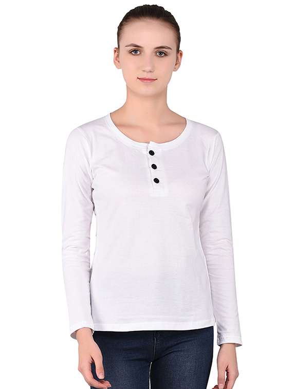 women's plain henley neck t-shirt