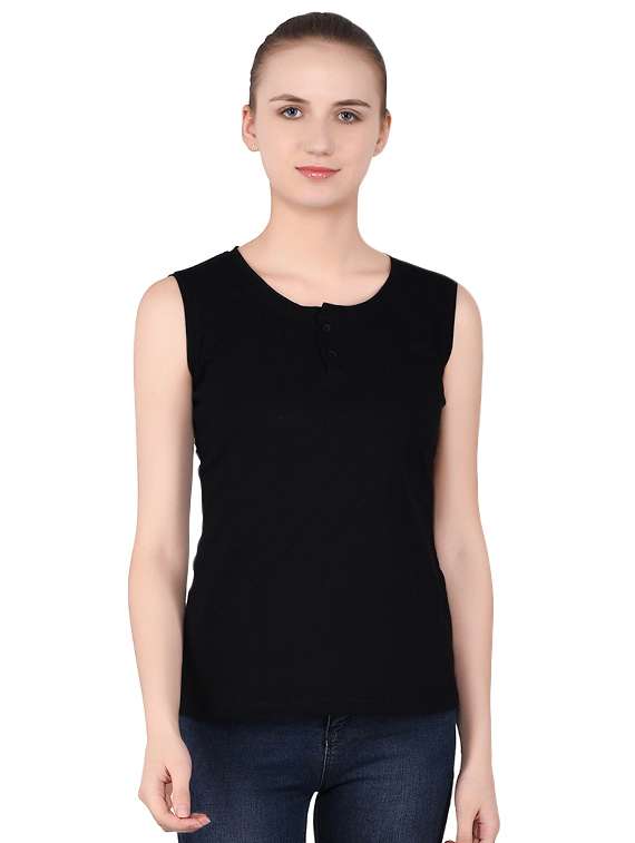 women's plain henley neck t-shirt