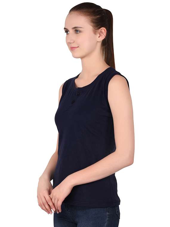 button detail solid tee - 16283682 -  Standard Image - 1