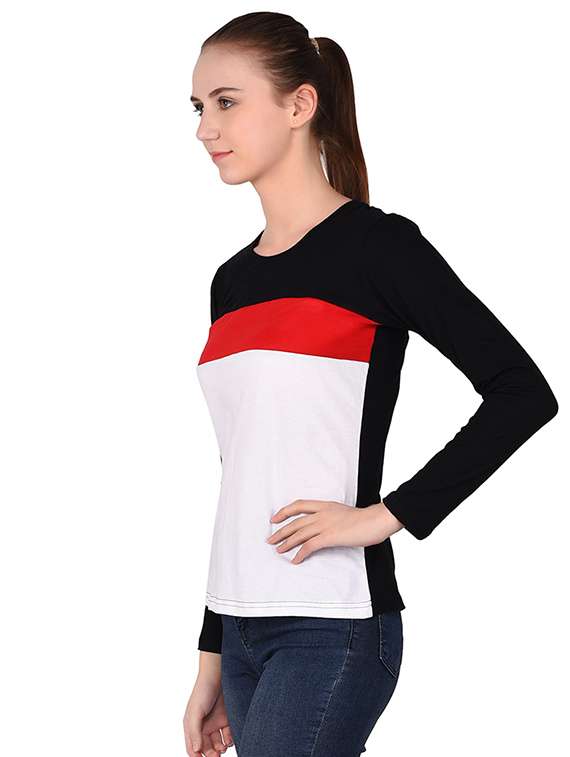 round neck color block tee - 16283699 -  Standard Image - 1