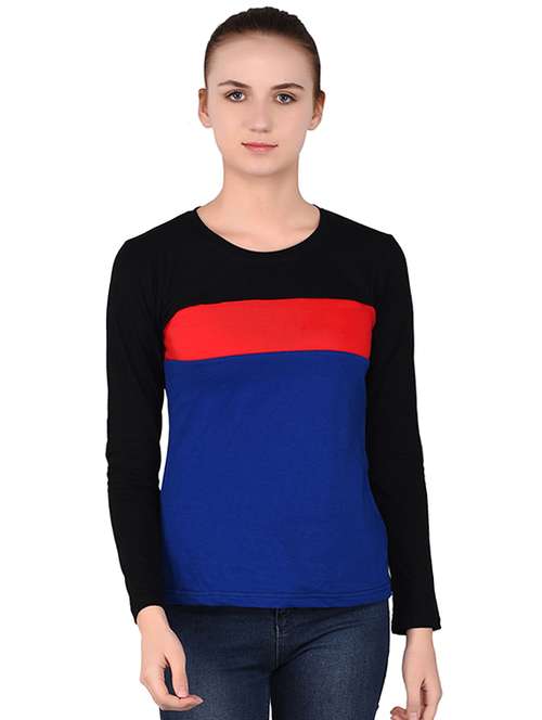 round neck color block tee - 16283701 -  Standard Image - 0