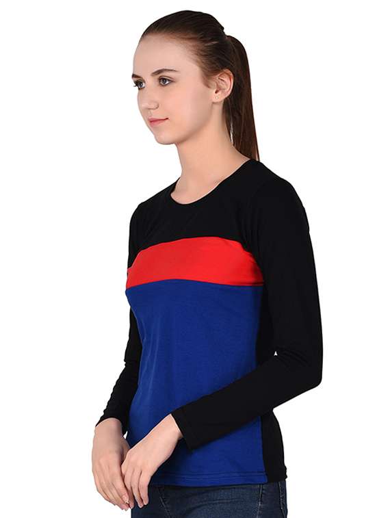 round neck color block tee - 16283701 -  Standard Image - 1