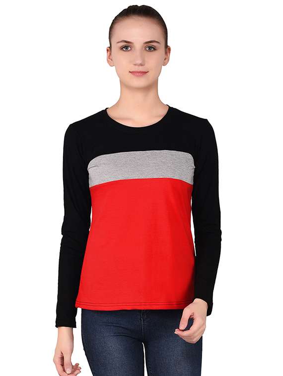 round neck color block tee