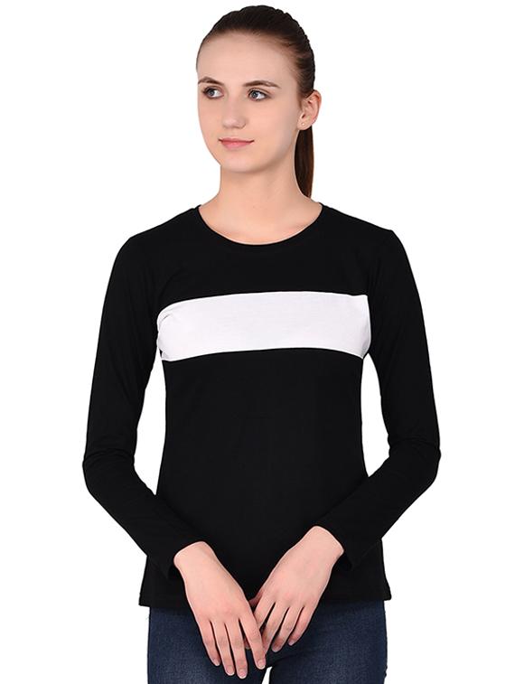 round neck color block tee - 16283709 - Zoom Image - 0