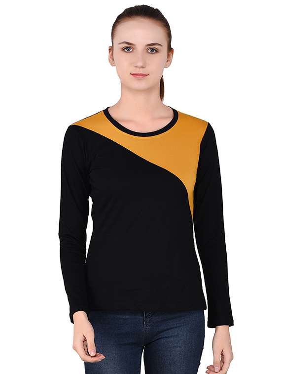round neck color block tee