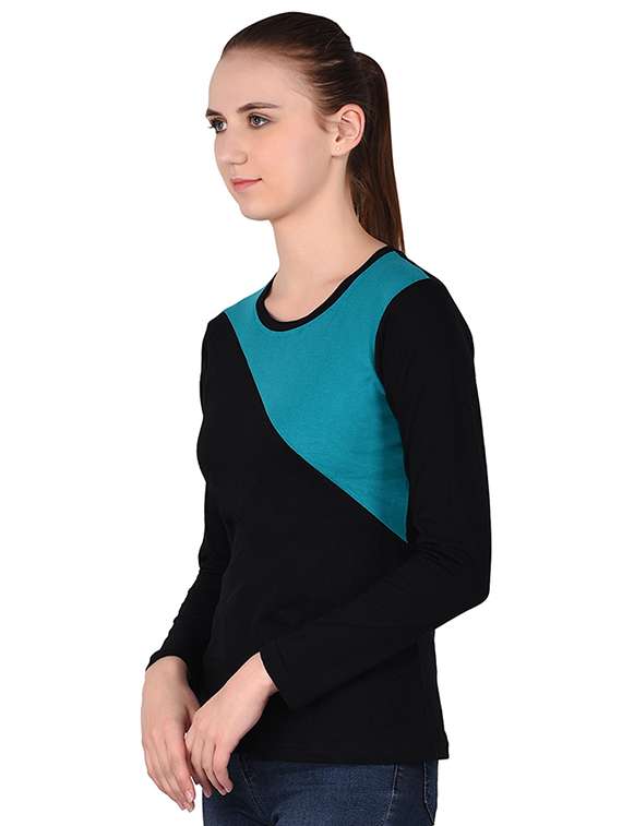 round neck color block tee - 16283711 -  Standard Image - 1