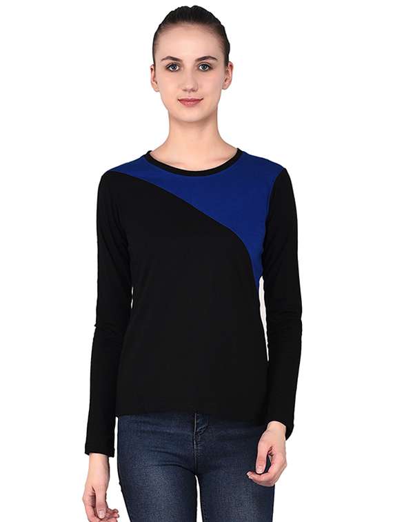 round neck color block tee