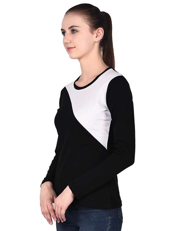 round neck color block tee - 16283713 -  Standard Image - 1