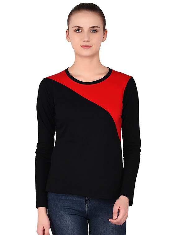 round neck color block tee