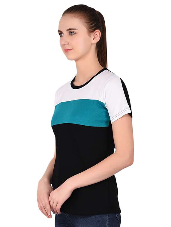 round neck color block tee - 16283719 -  Standard Image - 1