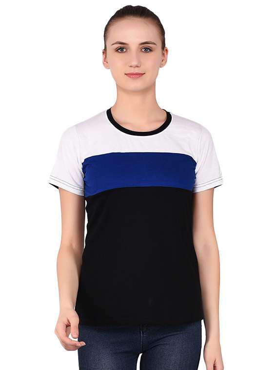 round neck color block tee