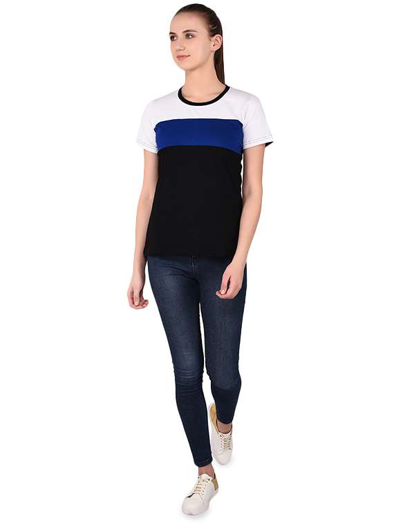 round neck color block tee - 16283720 -  Standard Image - 1