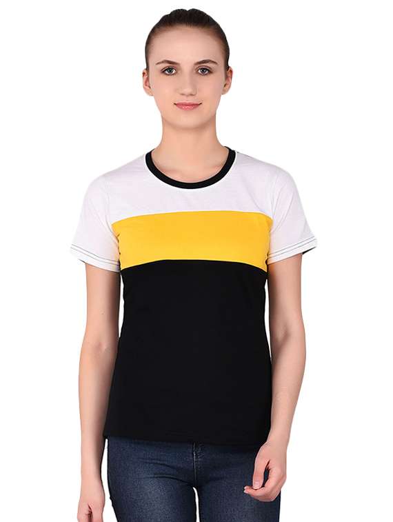 round neck color block tee