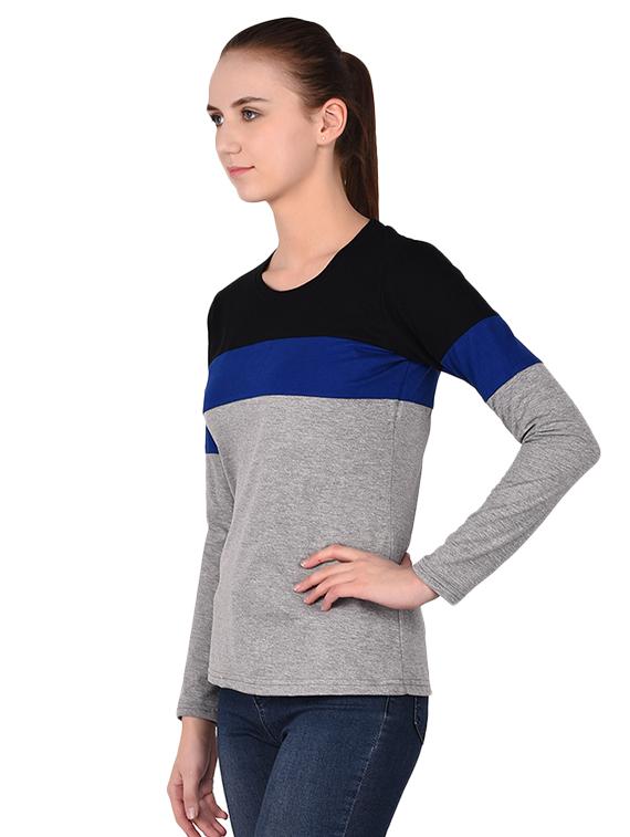 round neck color block tee - 16283725 - Standard Image - 1