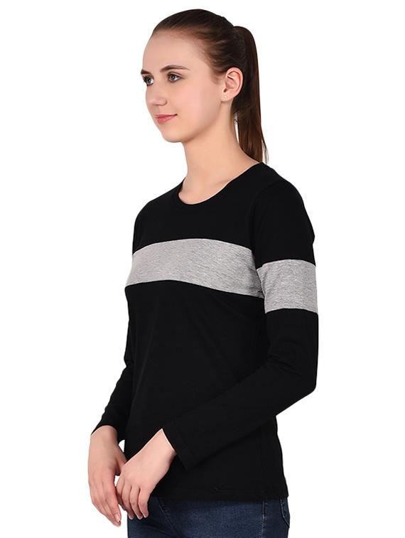 round neck color block tee - 16283726 - Standard Image - 1